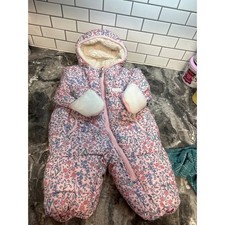 Oshkosh B'Gosh Floral Quilted Hooded 6/9 Month Infant Snowsuit
