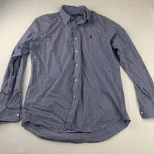 Polo Ralph Lauren Button Down Mens XL Blue Gingham Classic Fit Long Sleeve Shirt