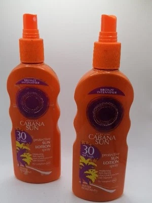 2 X CABANA SUN PROTECTION ANTI-AGEING LOTION SPRAY SPF30 200ML.BARGAIN.2 X 200ML