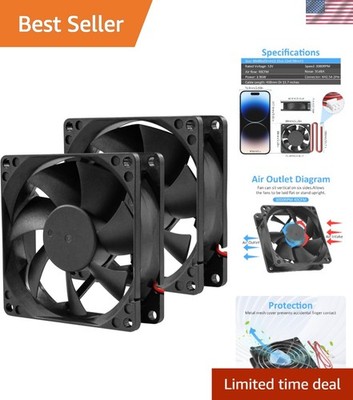 80mm 3.15inch 8025 12V DC High-Performance 2-Pin XH2.54 Cooling Fan for PC Po...