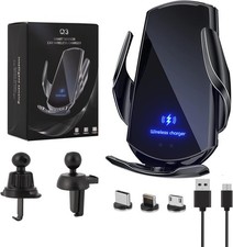 Wireless Car Charger Phone Mount 15W Fast Charging Auto Clamping Car Charger