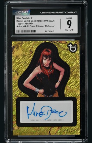 2025 Topps Marvel Comic Book Heroes 50th Gold Flake Shimmer AUTO /24 CGC 9 POP 1