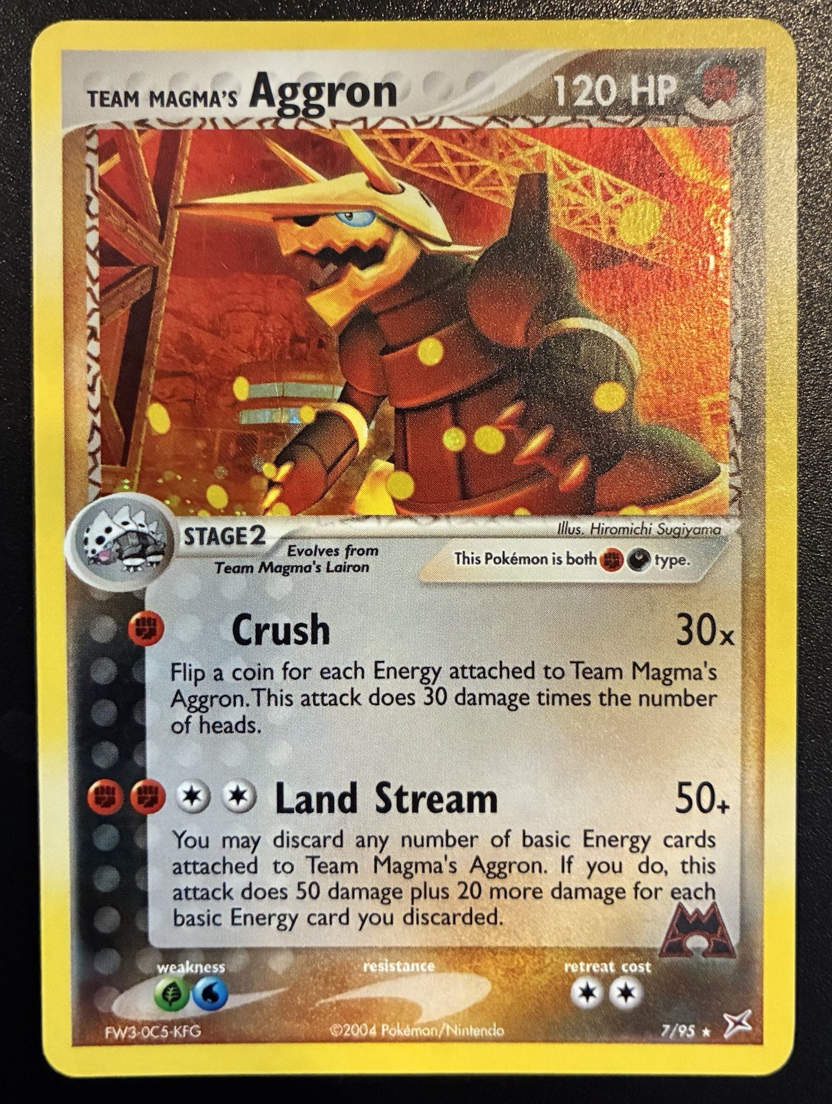 Team Magma's Aggron 7/95 Team Magma vs Team Aqua Holo English Pokemon LP 2004