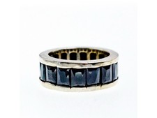 925 Sterling Silver Blue CZ Ring Size 7.5