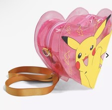 Pokemon Pikachu Pink Glitter Figural heart shaped Crossbody Bag Backpack New