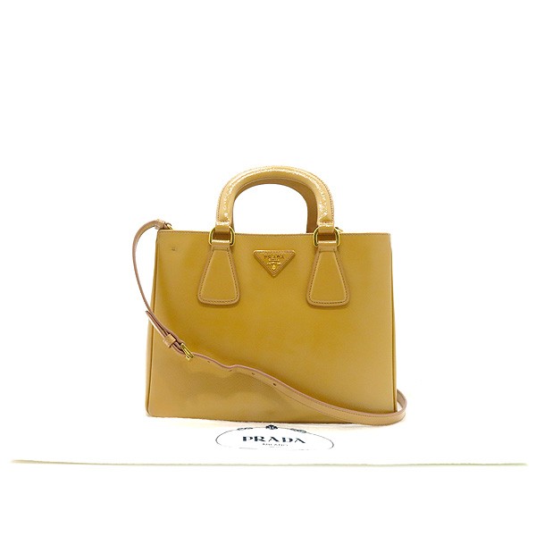 Prada BN2499 CAMMEO Saffiano Vernis Leather Gold Logo Tote Bag