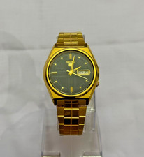 Vintage Seiko 5 Gold Cal 7009 Automatic Black Dial Day-Date Men’s Wrist Watch