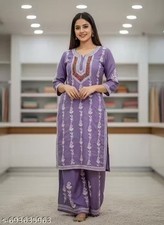 Readymad Chikanakari Kurta/kurti and plazoo Set for Women's Party Festive Outfit