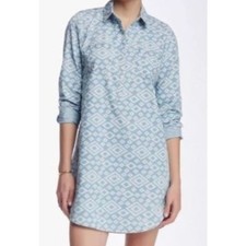 Lucky Brand Size	M Casual Geometric Shirt Dress Popover Collared Long Sleeve