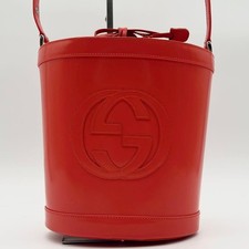 GUCCI Vintage Large Logo Patent Leather Drawstring Bucket Bag 2Way Shoulder