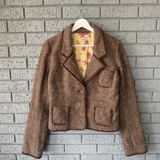 Y2K VTG Abercrombie  Fitch Blazer Wool Silk Herringbone Retro Work Medium Flaw