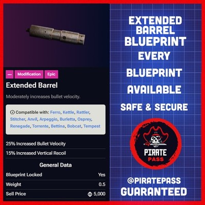   ARC RAIDERS -  EXTENDED BARREL BLUEPRINT - ALL PLATFORMS