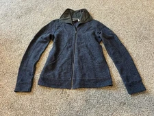 IBEX Sweater Jacket Womens Small Full Zip Merino Wool Outdoor Pockets Blue