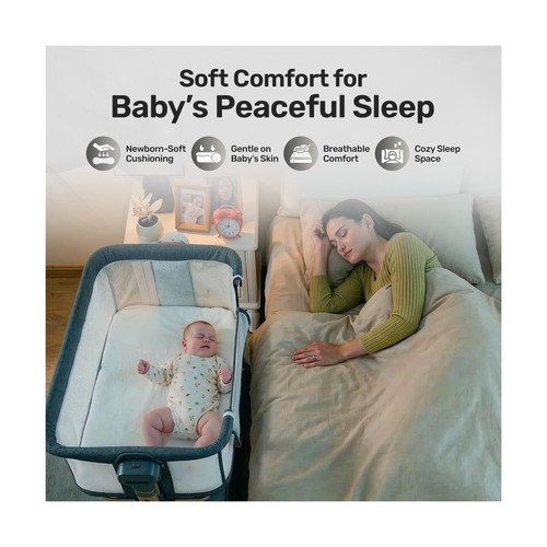 Baby Stubenwagen Nachttisch – 3-in-1 Multifunktionales Design, 6 verstellbar - Bild 3 von 10