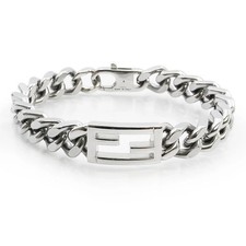 FENDI 7AJ539 Baguette FF logo chain silver bracelet S size with box