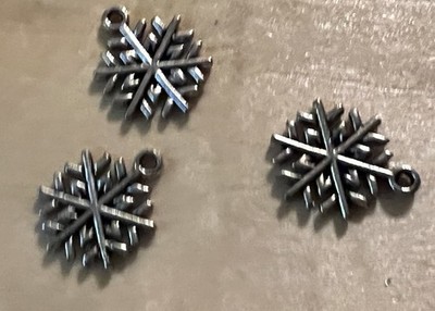 Snowflake Charms Silver Tone Winter Jewelry Making Pendants Lot of 3