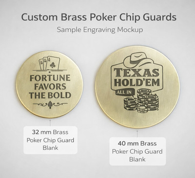 Personalisierter Messing Poker Kartenschutz - 32 mm / 40 mm individuell graviert oder geprägt
