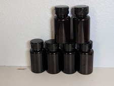 6 - Plastic Medicine Pill Bottles Brown Amber Empty Storage Crafts Hobby