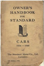 STANDARD 8 9 10 FLYING TEN 12 FLYING LIGHT 12 1934-40 OWNERS  INSTRUCTION H.BOOK
