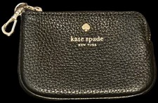 Kate Spade New York Rosie Black Pebbled Leather Mini Coin Purse Gold Keychain