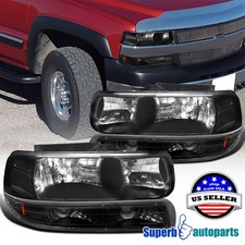 Fits 1999-2002 Chevy Silverado 1500 2500 Suburban Black Headlightsbumper Lamps Fits 1999-2002 Chevy Silverado 1500 2500 Suburban Black Headlightsbumper Lamps