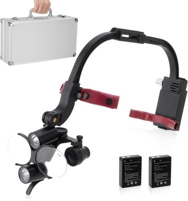 Head-Mounted Dental Loupes 3.5X LED Headlamp Black