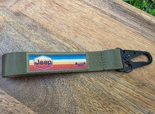 Forest Green Jeep Retro Style Wristlet Keychain Lanyard