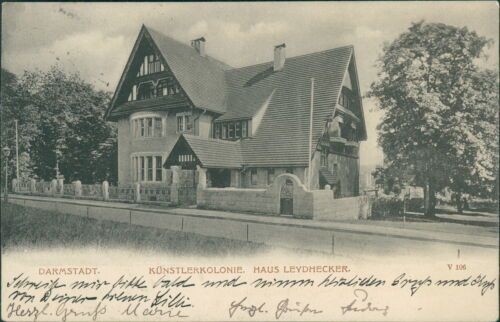 Postcard Darmstadt 1906 artist colony house Leydhecker (No.952)