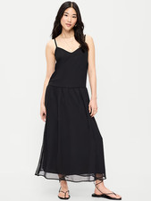 Old Navy Chiffon Drop-Waist Black Maxi Dress: NWT  (Size Small)