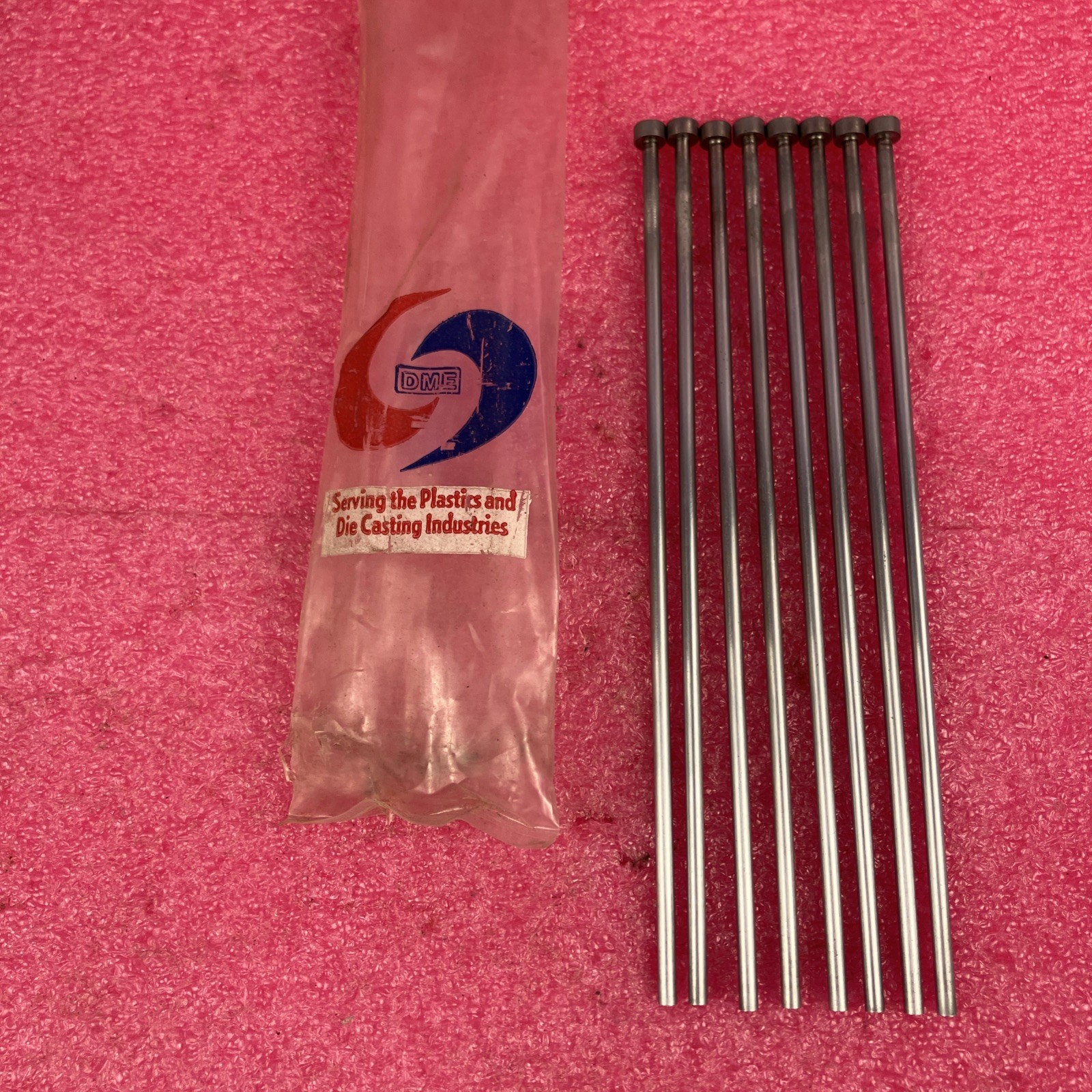 8pcs 1/8” DME Straight Ejector Pin 6-1/4” L, 1/4” Head x 1/8” Head Height