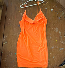 Women s Orange Full Slip, Spaghetti Straps, Solid, Regular, Size XS