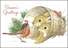Christmas Greeting Card - Linda K. Powell Or Bill Stroble - Rabbit Robin -CR0037