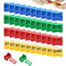 Coloured Plastic Pencil Sharpener - 96 PCS Kids Manual Sharpener with Cap - M...