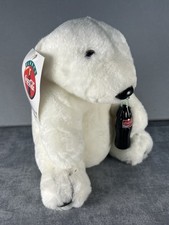 Vintage 1993 Coca-Cola Polar Bear Plush Holding Coke Bottle Play By Play Tag