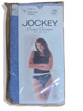 Vintage Jockey Classic French Cut Combed Cotton Panty Size 9 Logo Waistband Blue