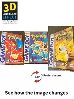 Pokémon-3D Poster 3D Lenticular Flip Effect,3 In One