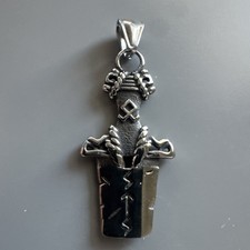 Vintage Viking Half Sword Axe Stainless Steel Pendant 24 Inch Chain Men  s Gift