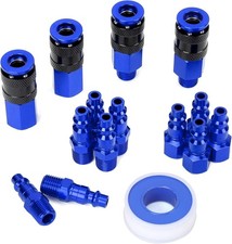 15 Pieces 1/4" NPT Aluminum Air Coupler and Plug Kit, Quick Connect Air Fittings