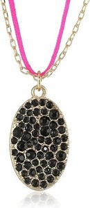 Authentic Kensie "Shooting Star" Gold-Plated Oval Jet Stone Pendant Necklace