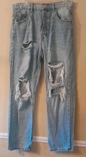 Aeropostale Size 14 Jeans 90s Baggy Fit Straight High Rise Med Wash Button Fly