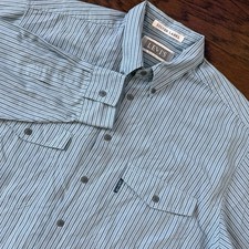 Vintage Levi's Silver Label Shirt Mens Large Blue Striped Pockets Button Up L/S