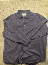 Charles Tyrwhitt button up shirt adult 19/ 37 blue geometric Motif Casual mens