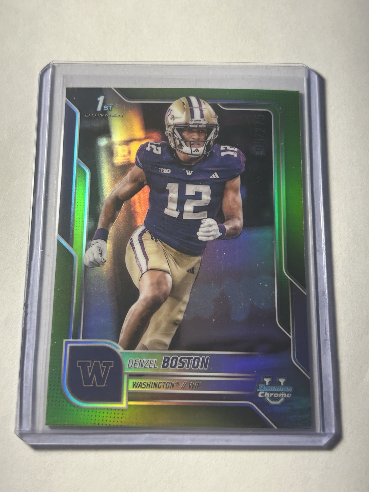 2025 Bowman Chrome U #34 Denzel Boston Lime Green /275 Washington Huskies