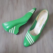 Vintage Green Striped 80's Heels wedges - Size 7.5 by magdesians