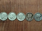 LOT OF 5 VINTAGE DIMES 1916 to 1964 Silver