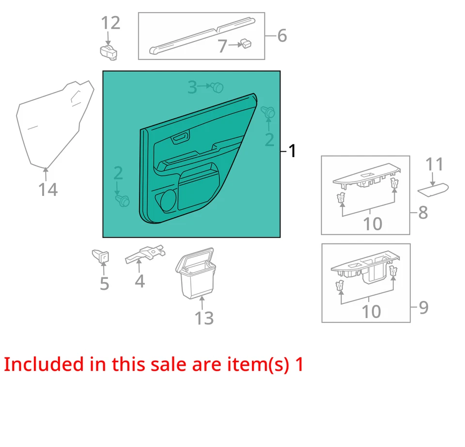 Fits 04-09 LEXUS RX330 Rear LH Driver Door Trim Panel Gray Leather 676400E010B1 - Image 4 of 4