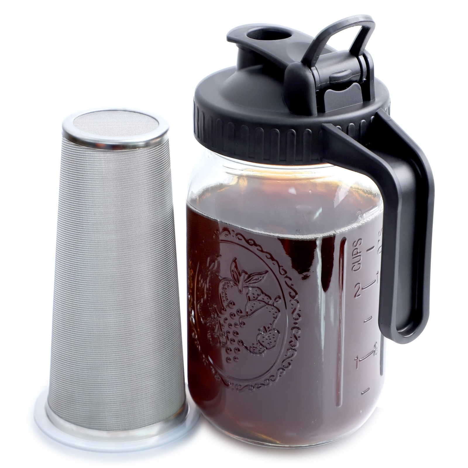 32 Oz Wide Mouth Cold Brew Pitcher With Coffee