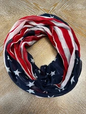 Infinity American Flag Scarf Red/white And blue 21” x 60”  100% Viscose