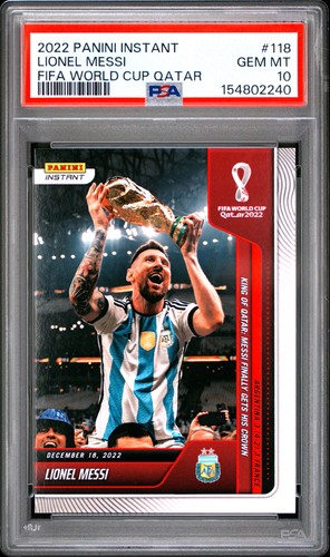 2022 PANINI INSTANT FIFA WORLD CUP QATAR #118 LIONEL MESSI PSA 10
