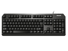 Philips Full-Size USB Wired Splash-proof Keyboard, 104 Keys, PC Laptop Desktop
